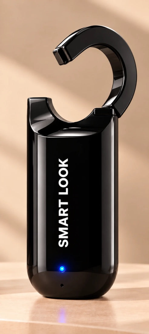 Black Smart Look lock with the shackle open