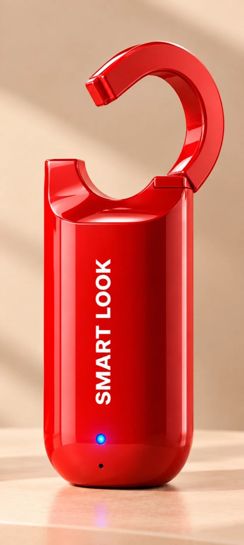 Red Smart Look lock with the shackle open