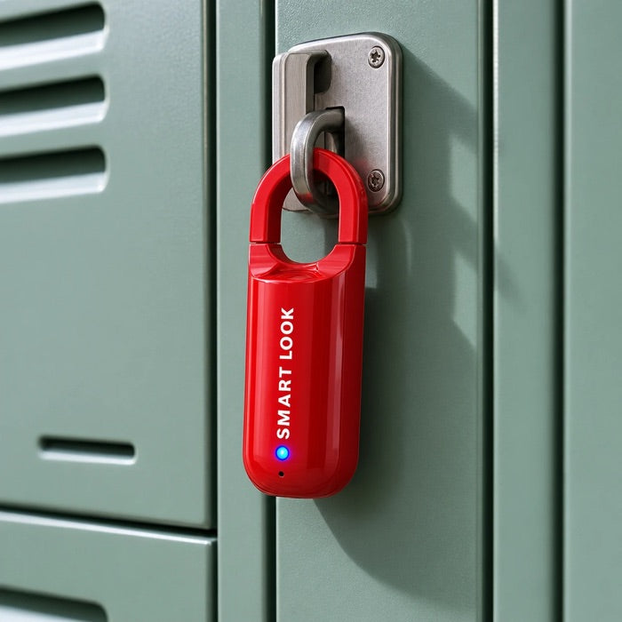Red lock closing a green metal locker